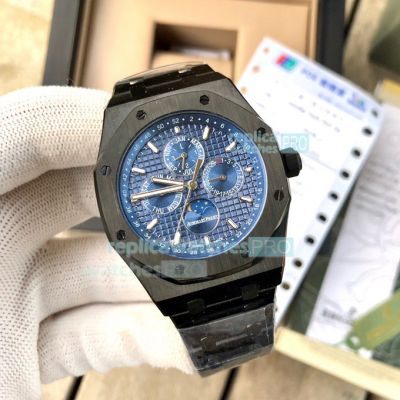 Replica Audemars Piguet Royal Oak Perpetual Calendar Black Watch Blue Dial 41MM